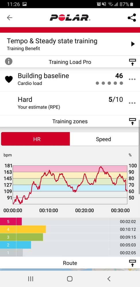 polar vantage v polar flow cellphone app