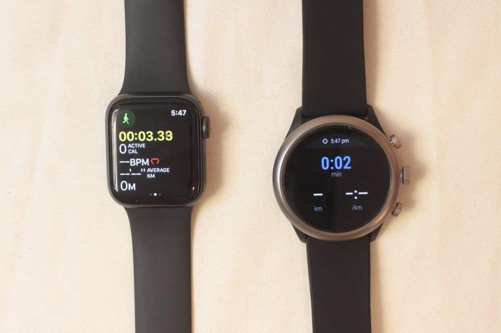 apple watch series 5 vs fossil sport smartwatch workout activity tracking
