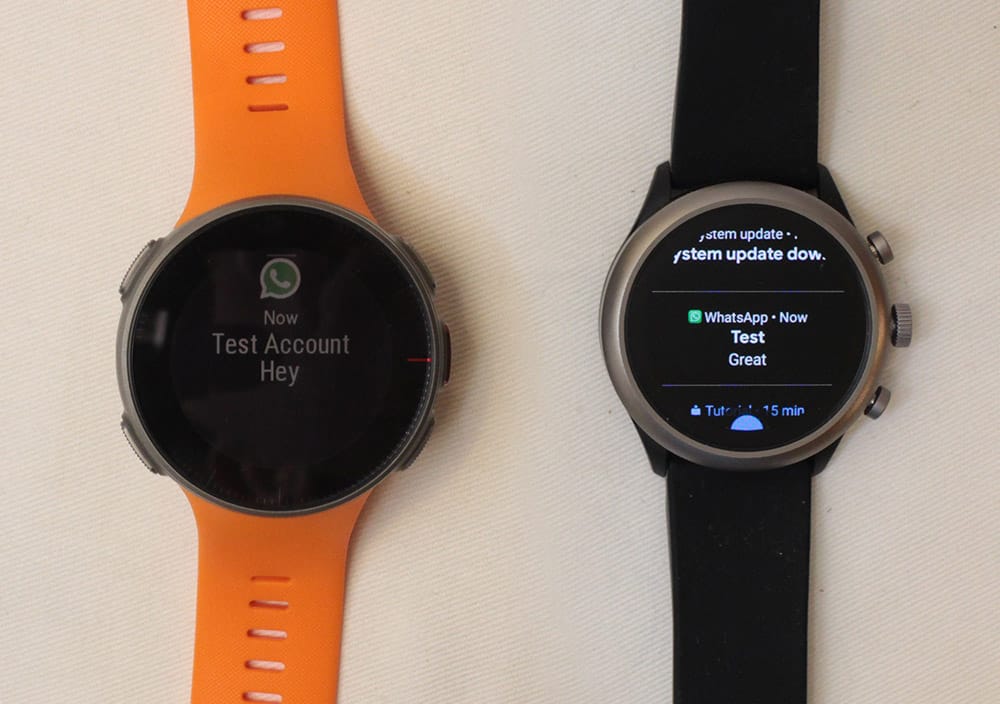 polar vantage v vs fossil sport smartwatch notifications