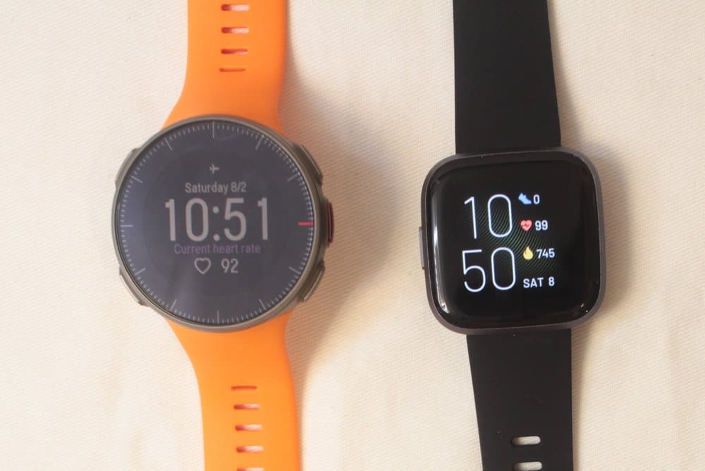 polar vantage v fitbit versa 2 main screen