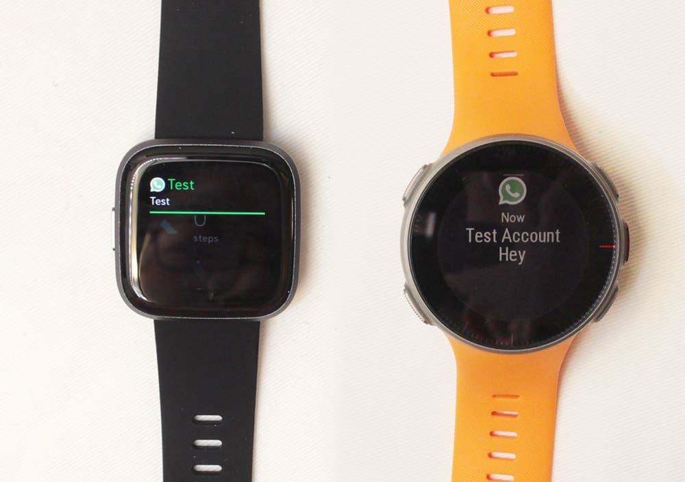 polar vantage v fitbit versa 2 notifications