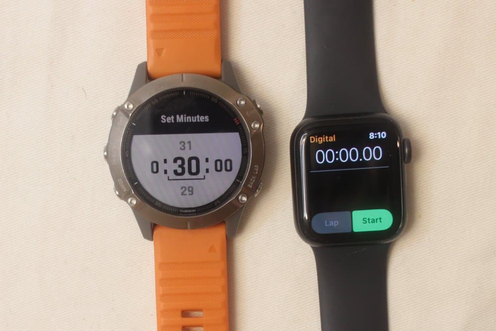 garmin fenix 6 apple watch series 5 stopwatch timer