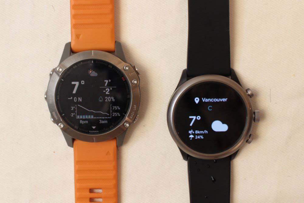 Garmin Fenix 6 vs Fossil Sport Smartwatch weather