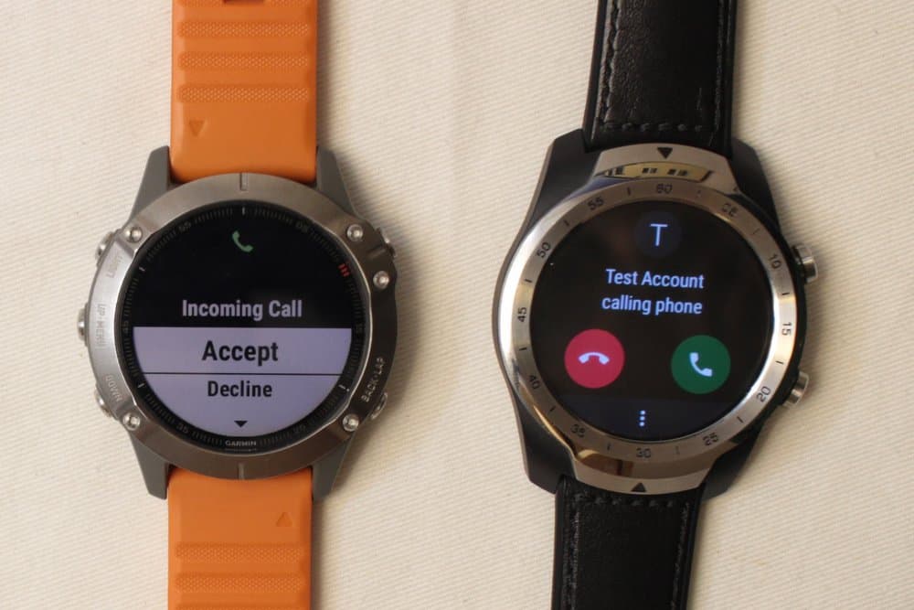garmin fenix 6 ticwatch calls