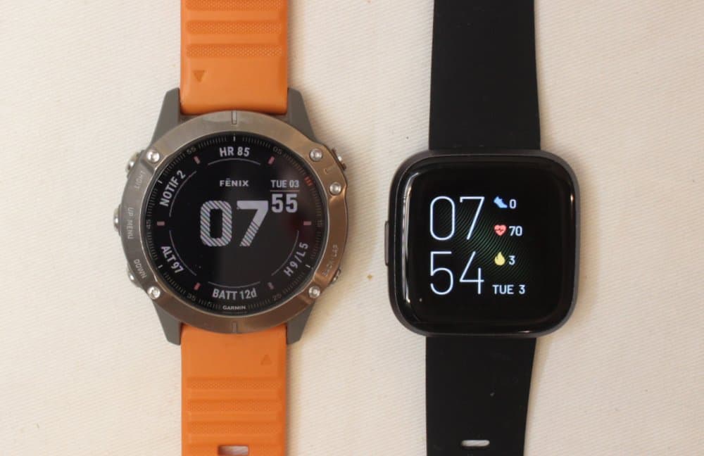 garmin fenix 6 fitbit versa 2 main screen