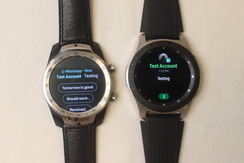 samsung galaxy watch ticwatch pro messages