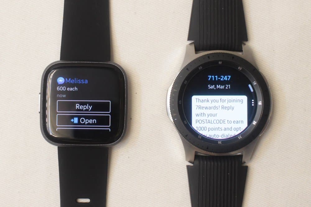 galaxy watch vs fitbit versa 2 texts
