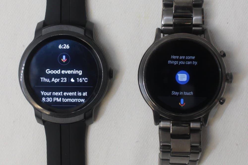 ticwatch e2 vs fossil gen 5 carlyle google assistant