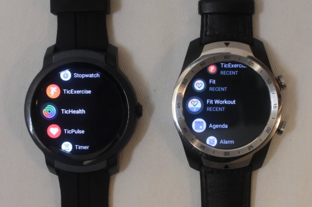 ticwatch e2 vs ticwatch pro apps menu