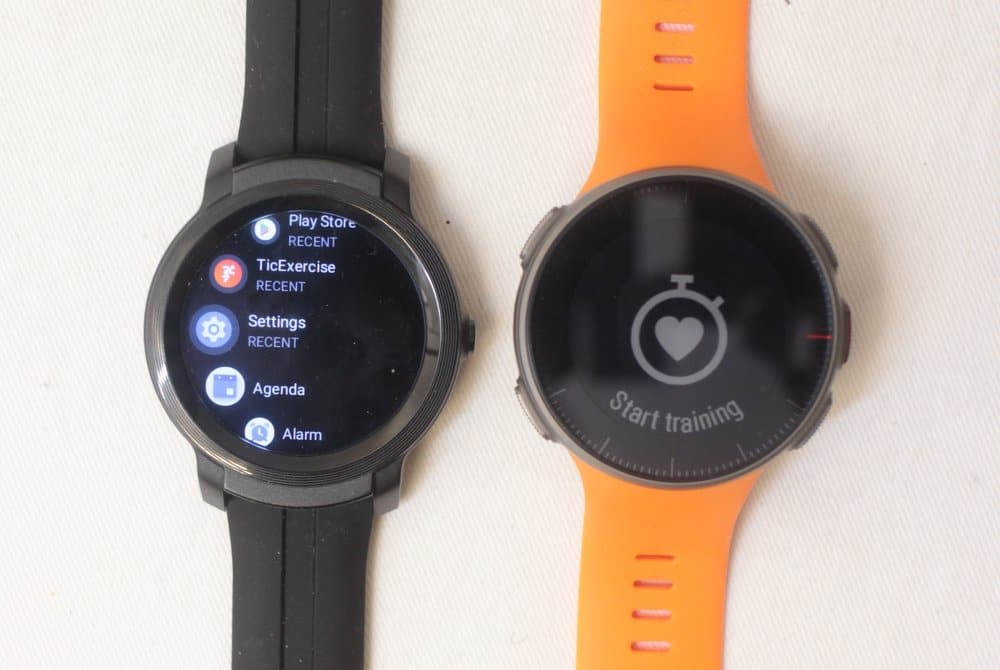 ticwatch e2 vs polar vantage v apps menu