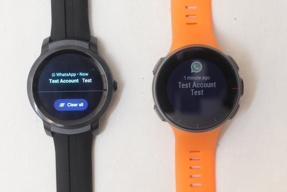 ticwatch e2 vs polar vantage v texts