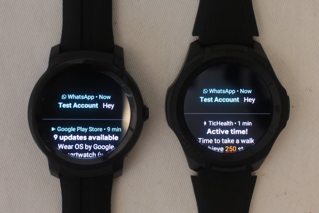ticwatch e2 vs ticwatch s2 texts
