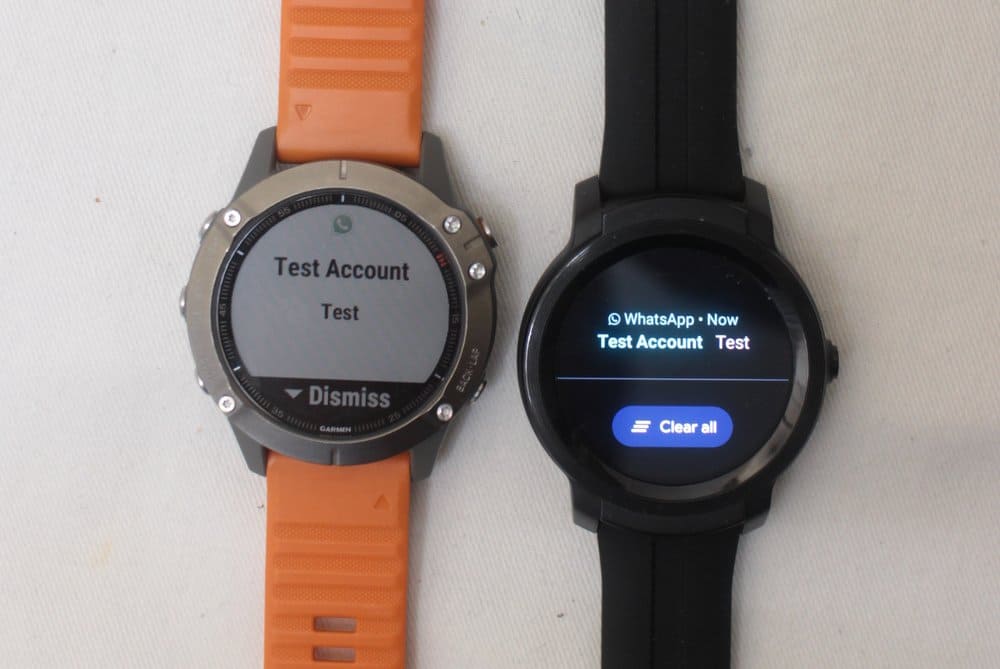 ticwatch e2 vs garmin fenix 6 text email