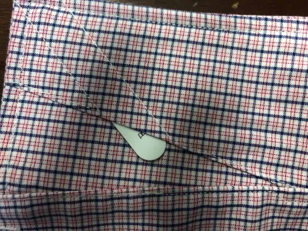Close-up photo of collar strip for Banana Republic men’s slim fit dress shirt.