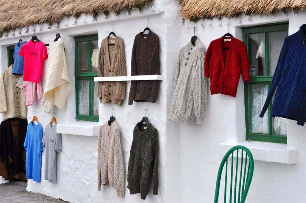 Aran sweaters displayed 
