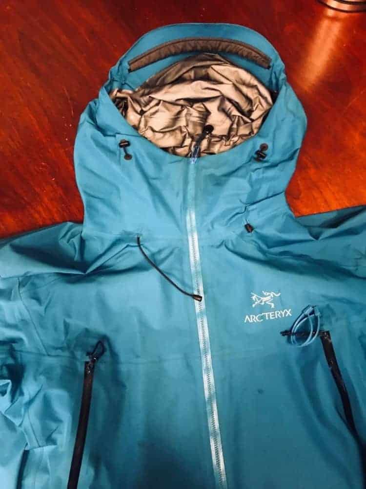 Photo of the hood of the Arc’Teryx Beta LT jacket.