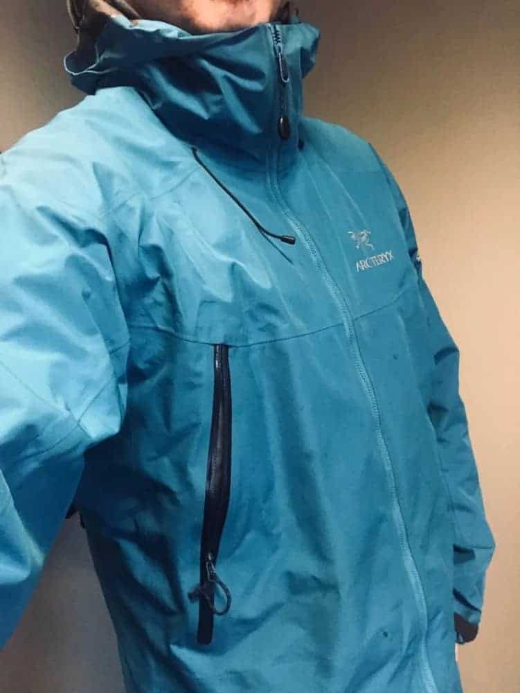 Side view of Arc’Teryx Beta LT jacket for men.