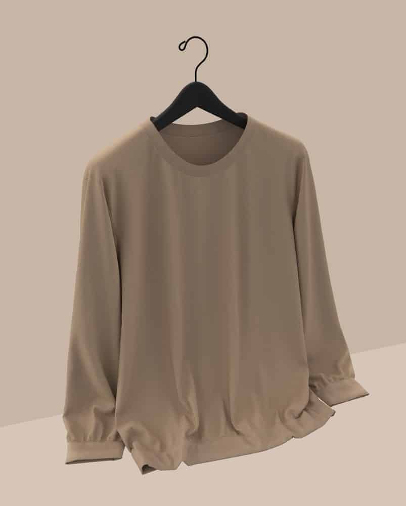 Crew neck sweatshirt on a hanger.