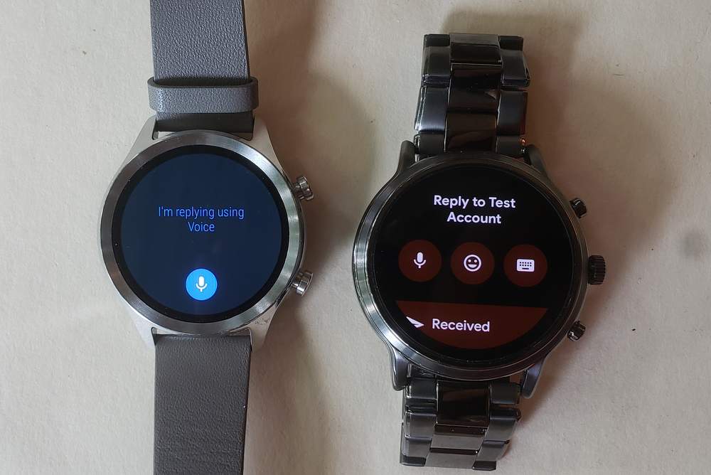 ticwatch c2 vs fossil gen 5 carlyle reply to messages
