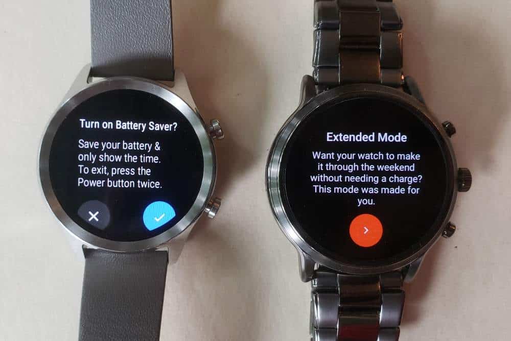 ticwatch c2 vs fossil gen 5 carlyle battery life power saver