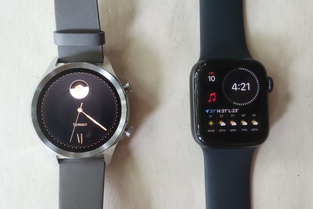 ticwatch c2 vs apple watch series 5 main screen
