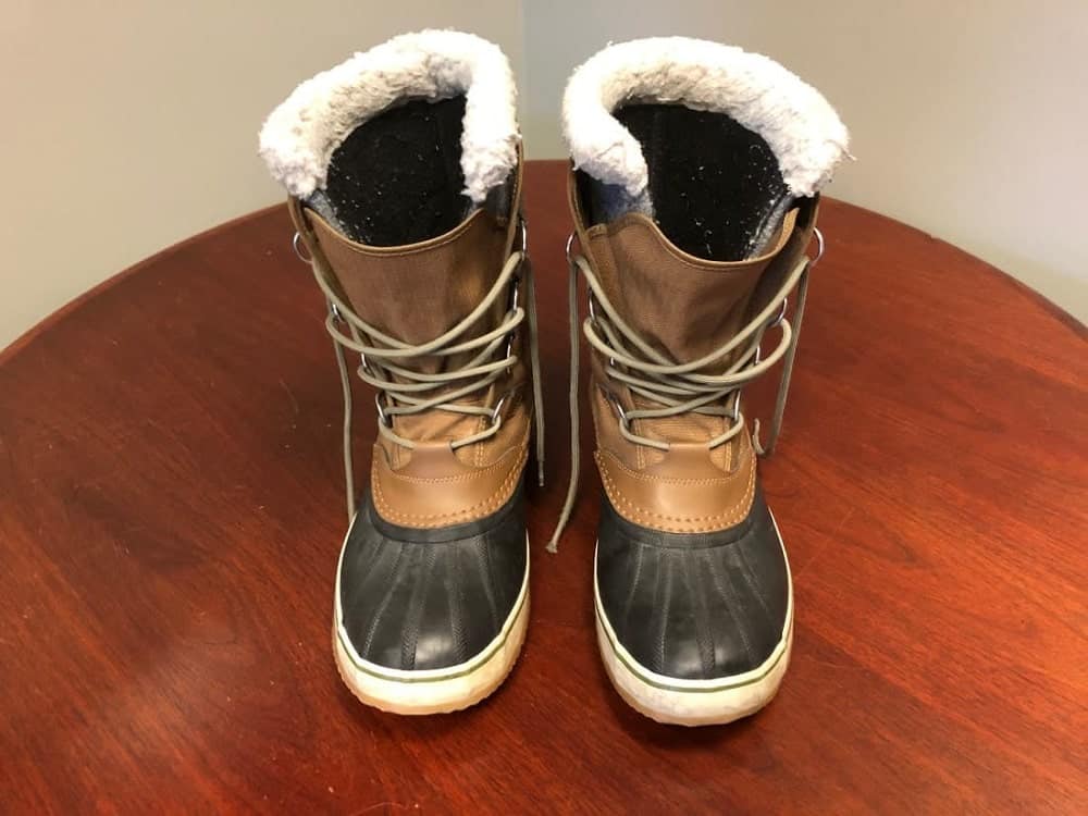 Pair of Sorel Caribou snow boots (front view).