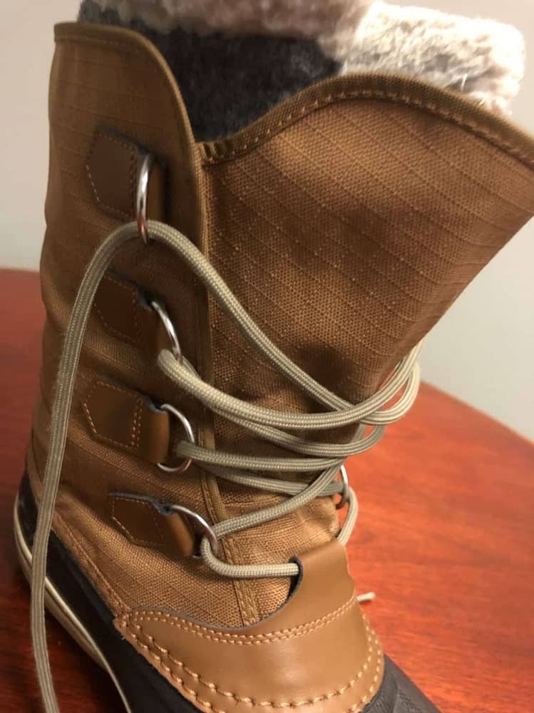 Close-up photo of Sorel boot lace buckles.