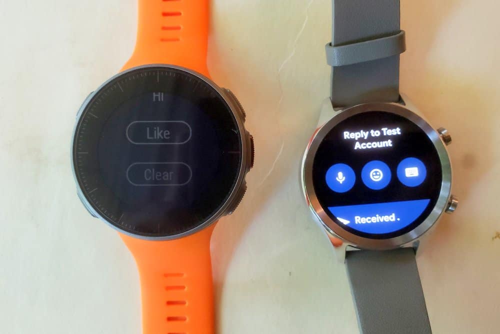 ticwatch c2 vs polar vantage v replying to messages