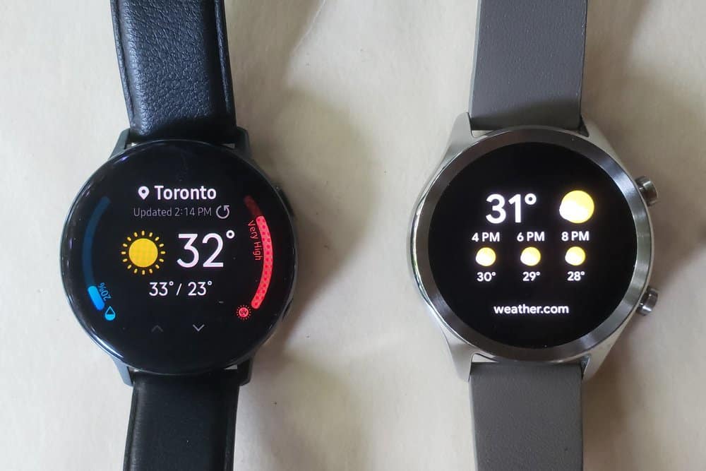 ticwatch c2 vs samsung galaxy watch active 2 weather