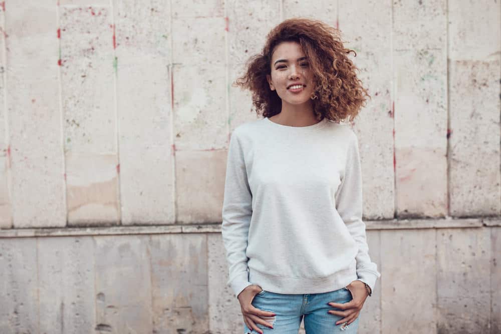 Woman wearing sweatshirt