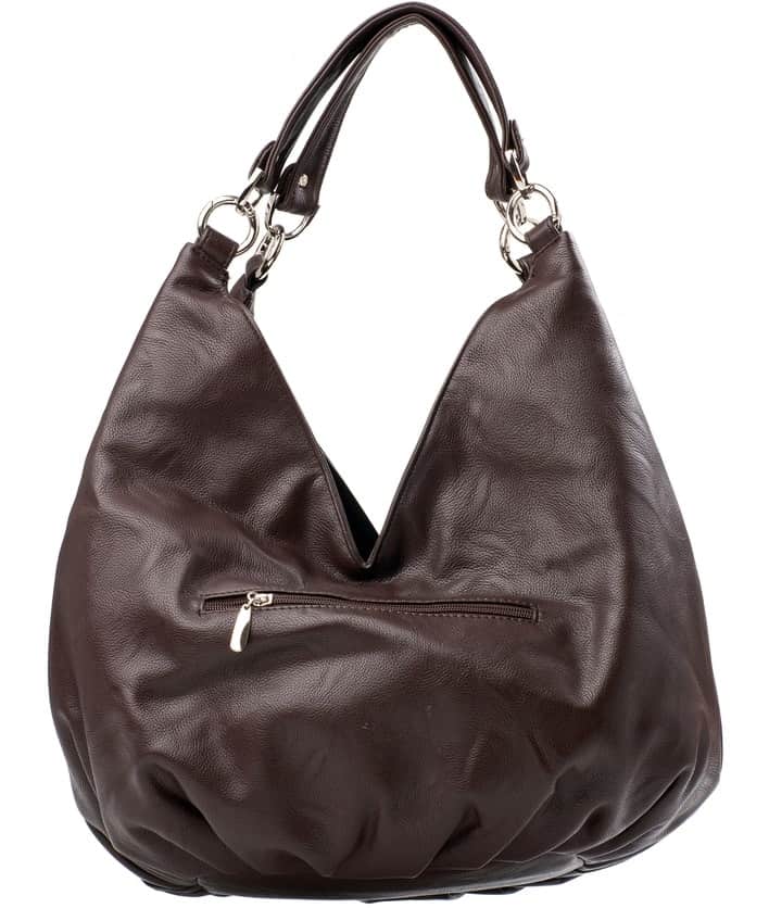 A dark brown leather hobo shoes.