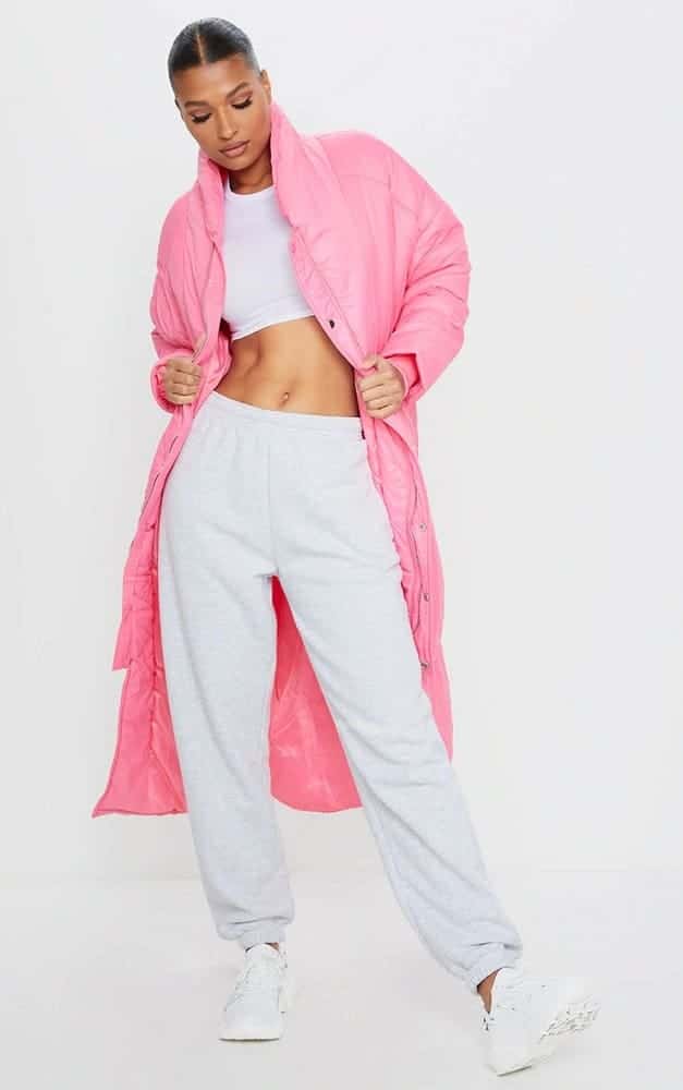 The Dark Pink Midi Oversized Puffer Coat from Pretty Little Thing.