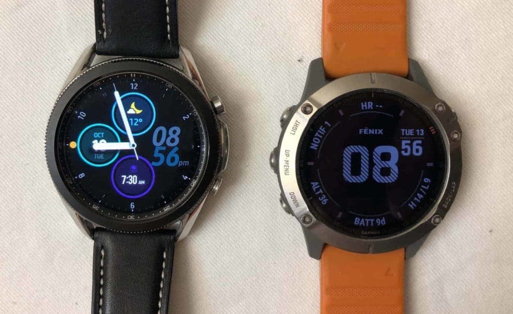 Samsung Galaxy Watch3 vs Garmin Fenix 6 main screen