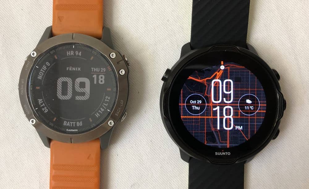 suunto 7 vs garmin fenix 6 main screen