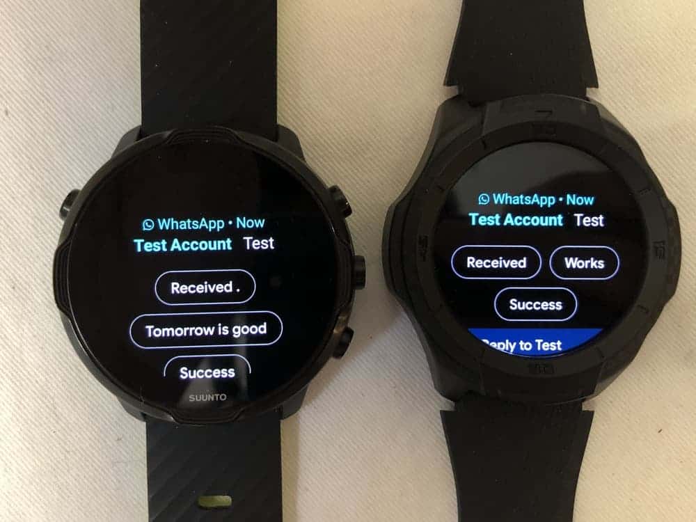 Suunto 7 vs Ticwatch S2 texts