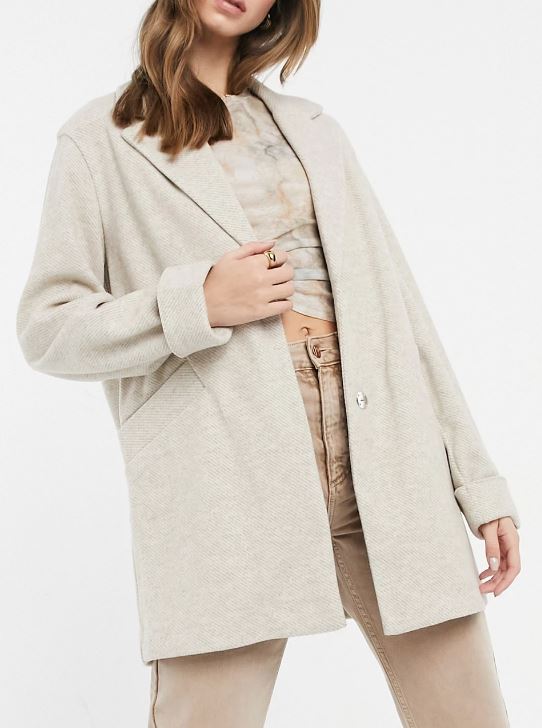 Throw On Coat in Ecru from Bershka.
