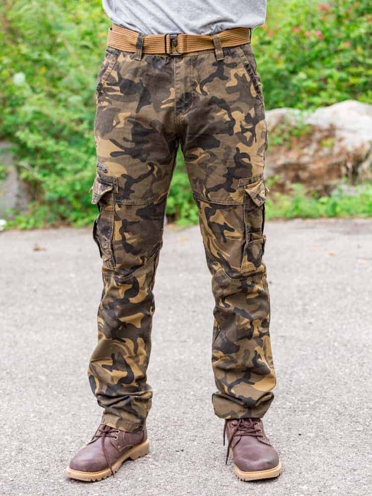 A close look at a man wearing tactical cargo pants.