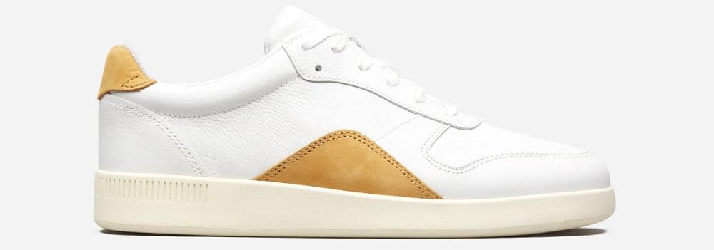 Women's Court Sneaker White Mustard from Everlane.
