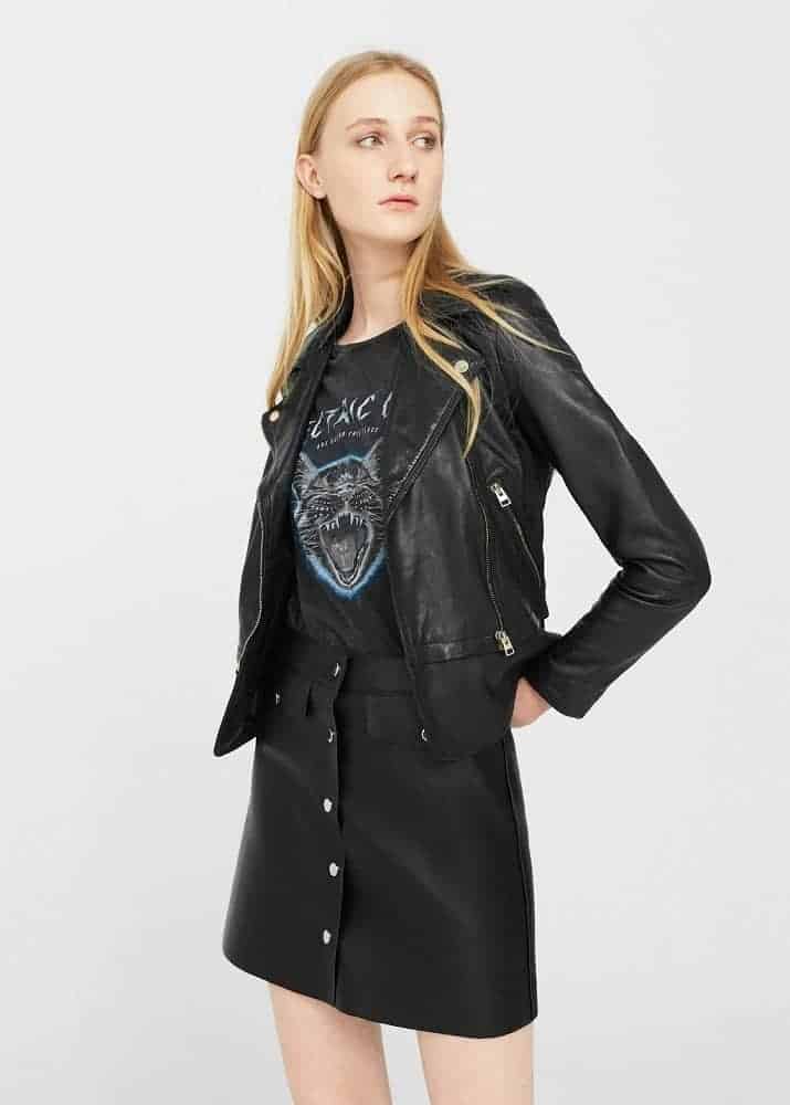 Zip Detail Leather Jacket from Mango.
