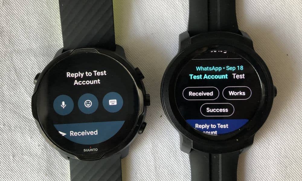 Suunto 7 vs Ticwatch E2 messages