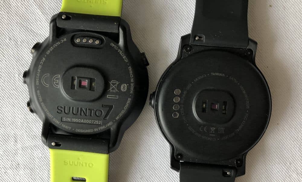 Suunto 7 vs Ticwatch E2 rear