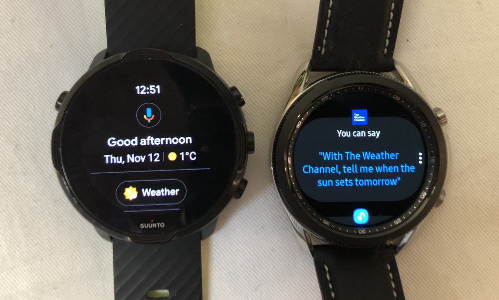 Suunto 7 vs Samsung Galaxy Watch3 main screen voice assistant