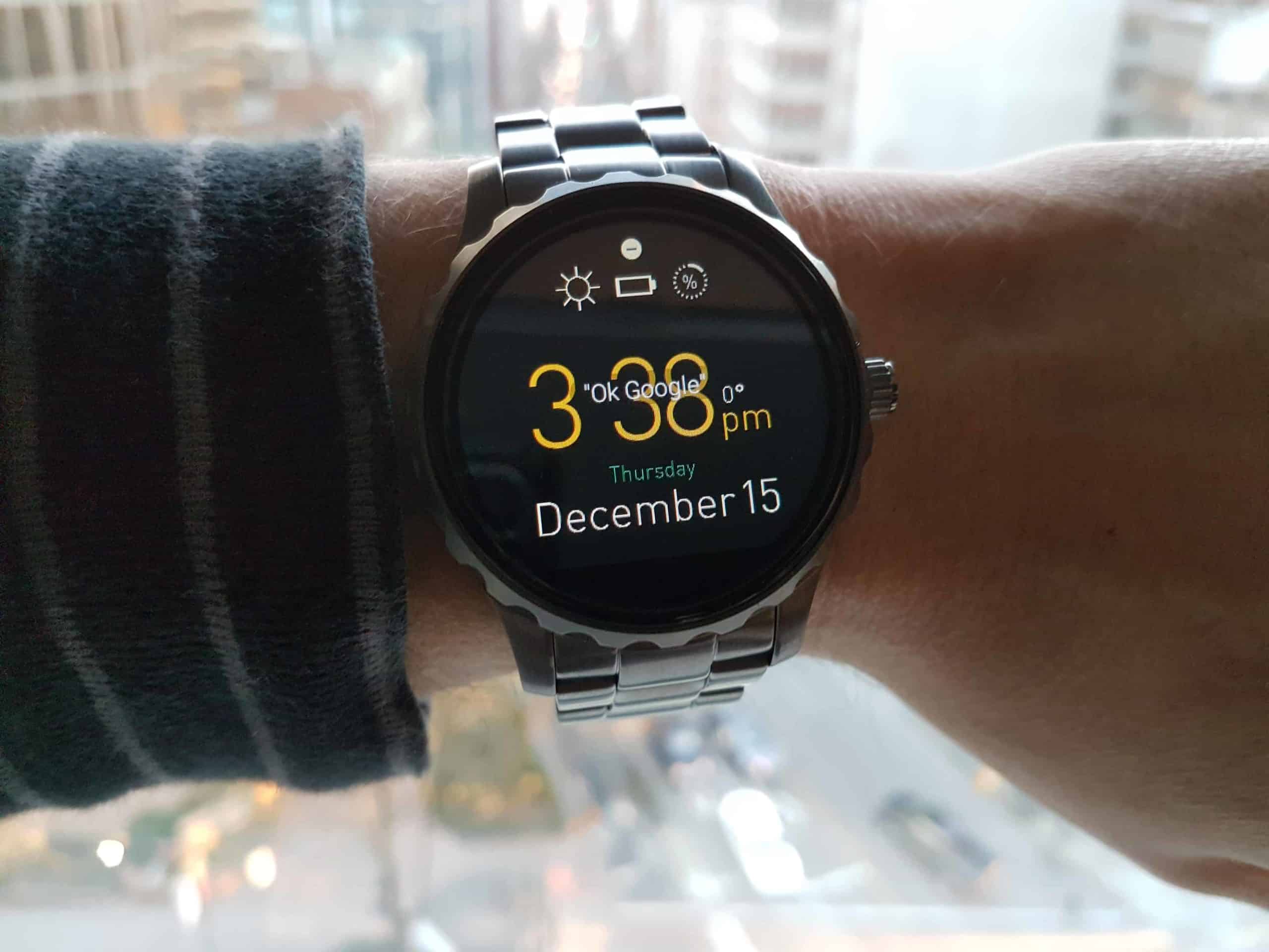 Fossil Q Watch with digital clock.