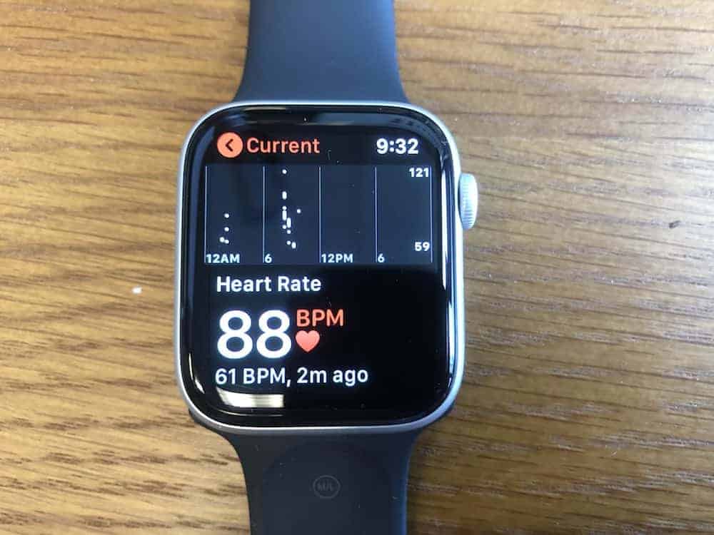 Heart rate monitor data on the Apple Watch Series 5