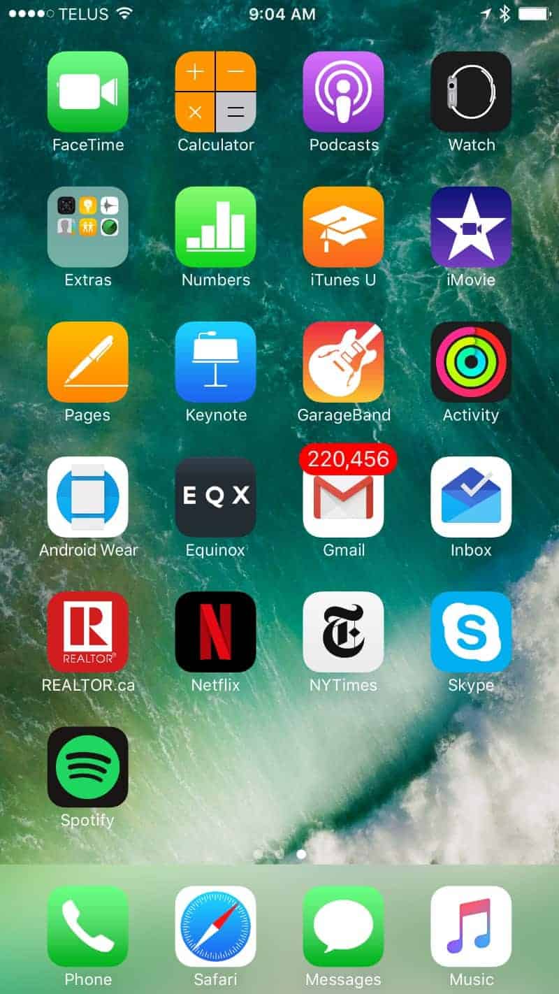 An iphone homepage showing the watch app.