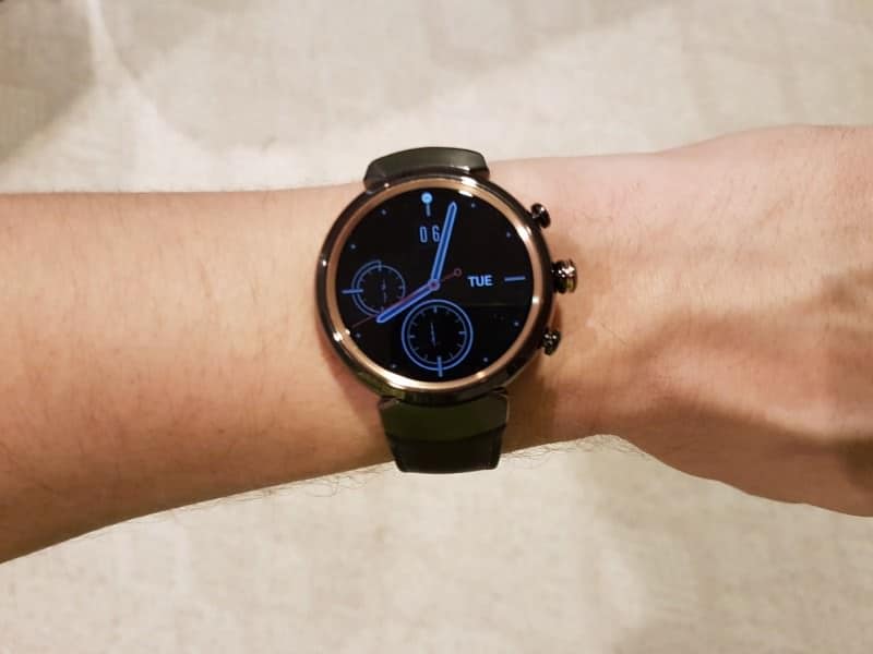 Wearing ZenWatch 3 face on a wrist.