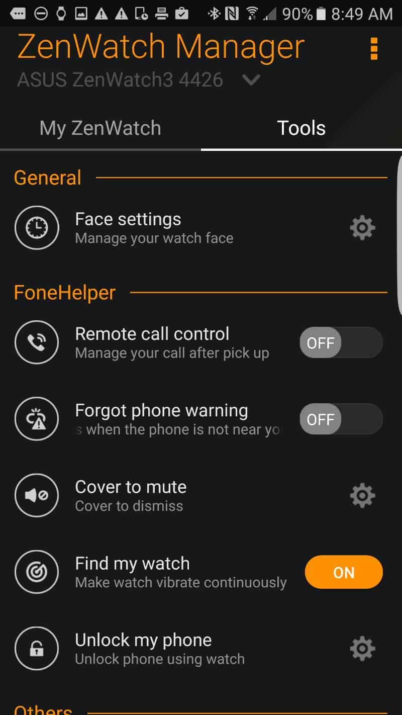 ZenWatch Manager App Screenshot