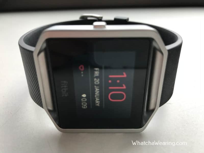 The Fitbit Blaze with charger.