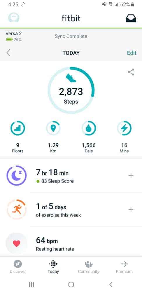 Fitbit Versa 2 number of steps