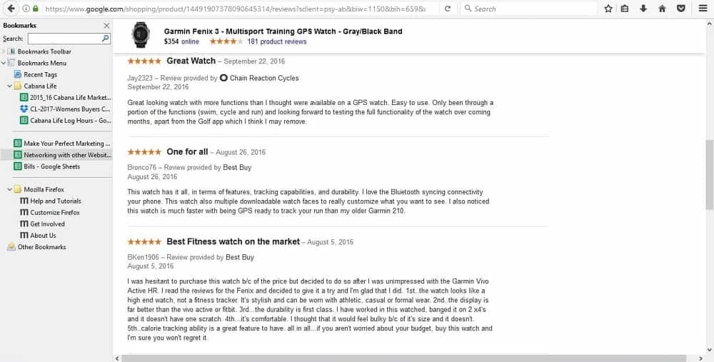 Garmin Fenix 3 smartwatch customer reviews.